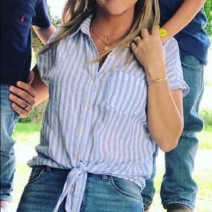 Old Navy Tie-Front Linen Blouse